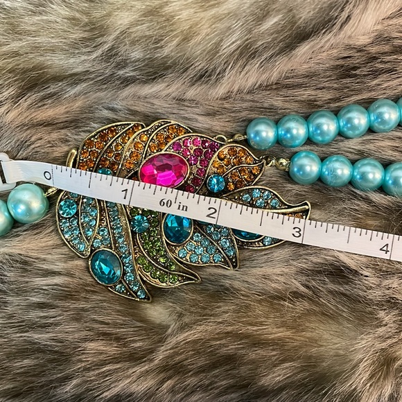 NEW statement necklace Turquoise pearl beads Multicolored FOCAL piece & earrings - Picture 8 of 11